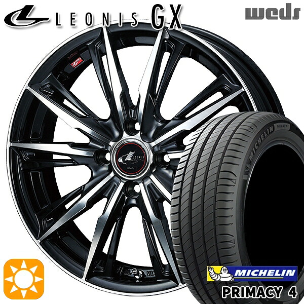 【取付対象】フィット アクア 185/60R15 88H XL ミシュラン プライマシー4 Weds レオニス GX PBMC (パールブラック/ミラーカット) 15インチ 5.5J 4H100 サマータイヤホイールセット ｜トレッド新横浜師岡店