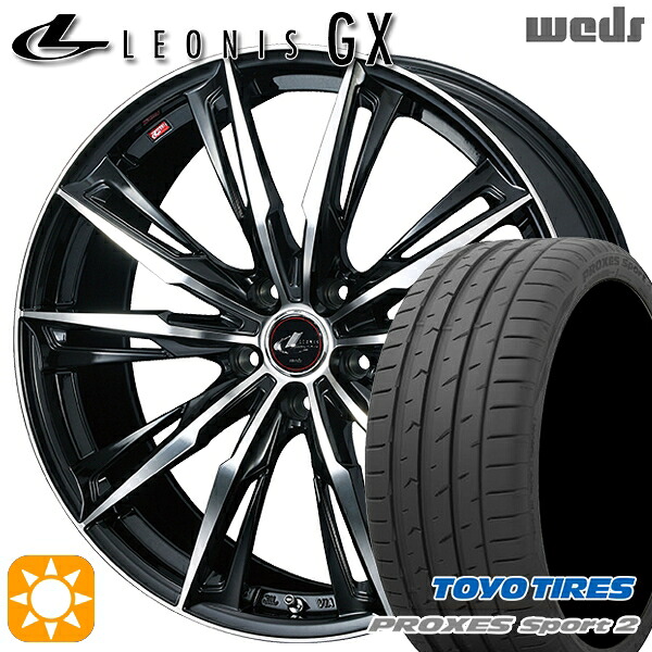 【取付対象】225/35R19 88Y XL トーヨー プロクセススポーツ2 Weds レオニス GX PBMC (パールブラック/ミラーカット) 19インチ 8.0J 5H114.3 サマータイヤホイールセット