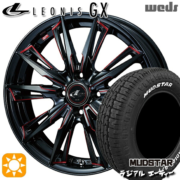 【取付対象】205/60R16 96H マッドスター ラジアル A/T ホワイトレター Weds レオニス GX BK/SC[RED] (ブラック/SCマシニング[レッド]) 16インチ 6.0J 4H100 サマータイヤホイールセット ｜トレッド新横浜師岡店