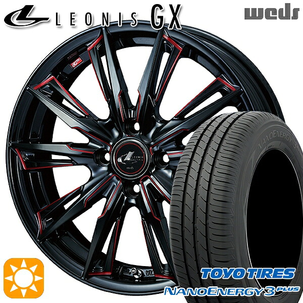 【取付対象】195/45R16 80W トーヨー ナノエナジー3プラス Weds レオニス GX BK/SC[RED] (ブラック/SCマシニング[レッド]) 16インチ 6.0J 4H100 サマータイヤホイールセット