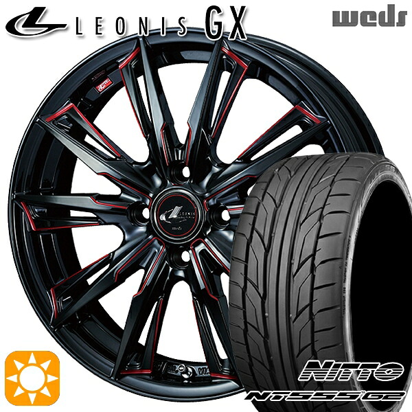 【取付対象】マツダ2 ノート 205/45R17 88W XL ニットー NT555 G2 Weds レオニス GX BK/SC[RED] (ブラック/SCマシニング[レッド]) 17インチ 6.5J 4H100 サマータイヤホイールセット