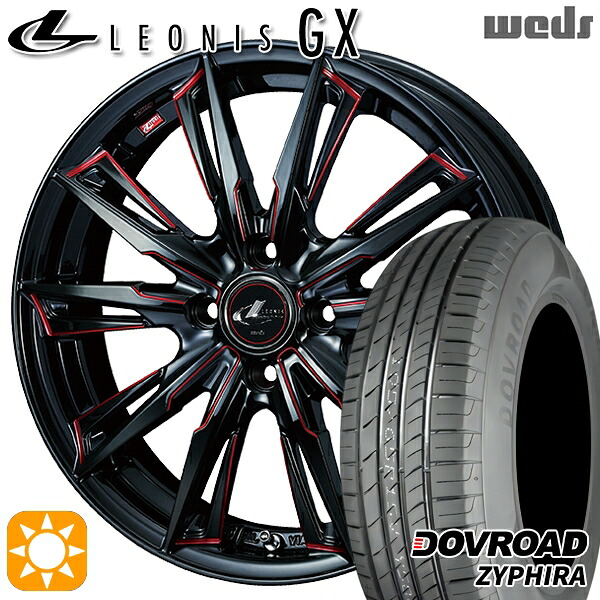 【取付対象】アクア デミオ ノート 195/55R16 87V DOVROAD ザイファイラ Weds レオニス GX BK/SC[RED] (ブラック/SCマシニング[レッド]) 16インチ 6.0J 4H100 サマータイヤホイールセット ｜トレッド新横浜師岡店