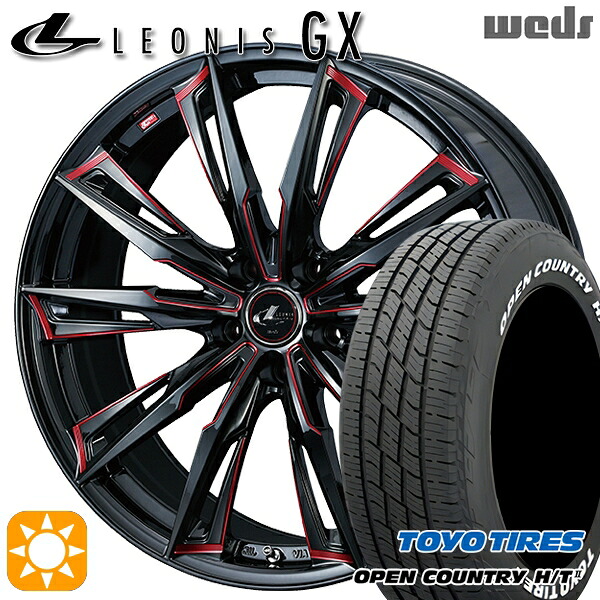 【取付対象】デリカD5 アウトランダー 225/55R18 98H トーヨー オープンカントリー H/T2 WL Weds レオニス GX BK/SC[RED] (ブラック/SCマシニング[レッド]) 18インチ 8.0J 5H114.3 サマータイヤホイールセット