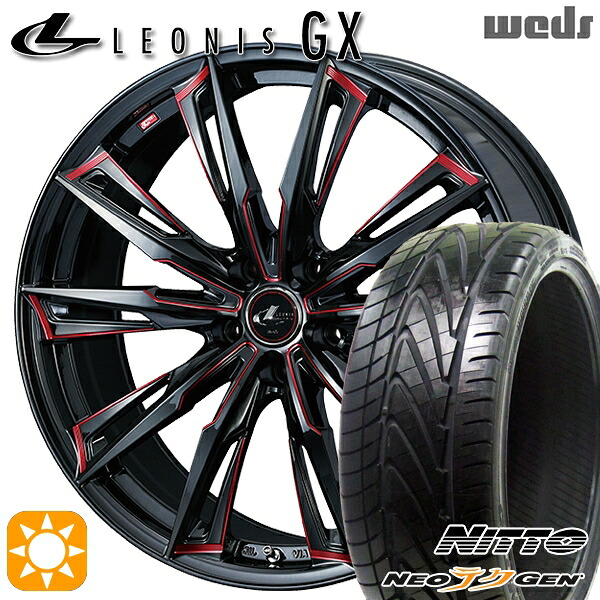 【取付対象】225/30R20 85W ニットー NEOテクGEN Weds レオニス GX BK/SC[RED] (ブラック/SCマシニング[レッド]) 20インチ 8.5J 5H114.3 サマータイヤホイールセット
