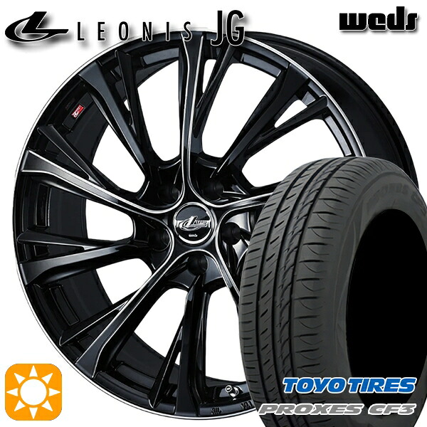 【取付対象】215/45R18 93W XL トーヨー プロクセス CF3 Weds ウェッズ レオニス JG BK/SC 18インチ 7.0J 5H114.3 サマータイヤホイールセット |トレッド新横浜師岡店