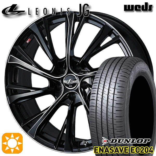 【取付対象】C-HR レガシィB4 225/50R18 95W ダンロップ エナセーブ EC204 Weds ウェッズ レオニス JG BK/SC 18インチ 7.0J 5H114.3 サマータイヤホイールセット