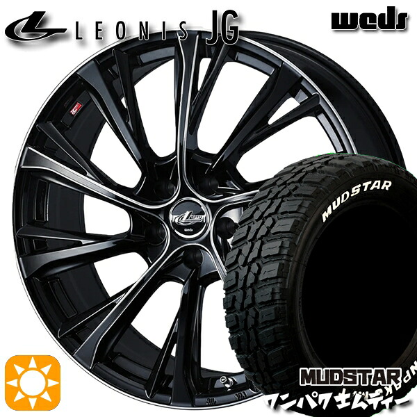 【取付対象】225/60R18 100T WL マッドスター ワンパク M/T ホワイトレター Weds ウェッズ レオニス JG BK/SC 18インチ 7.0J 5H114.3 サマータイヤホイールセット |トレッド新横浜師岡店