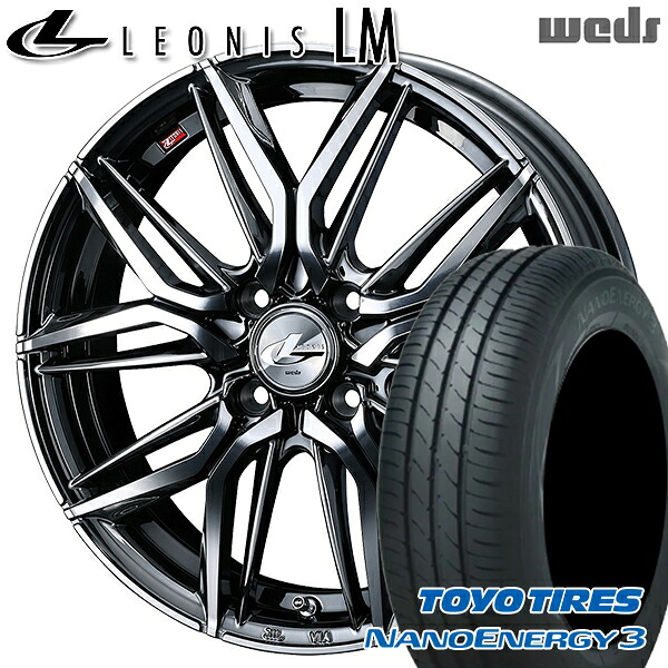 【取付対象】エブリィワゴン 165/60R14 75H トーヨー ナノエナジー3 Weds レオニス LM BMCMC (ブラックメタルコート/ミラーカット) 14インチ 4.5J 4H100 サマータイヤホイールセット ｜トレッド新横浜師岡店 70,235円