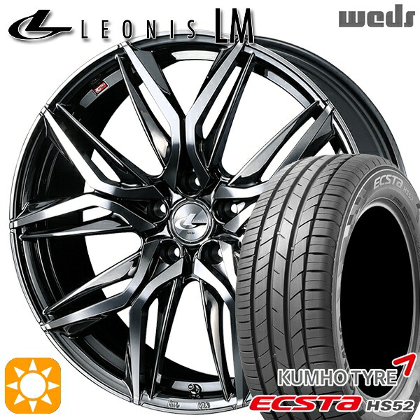 【取付対象】C-HR カローラクロス 215/60R17 100V XL クムホ エクスタ HS52 Weds レオニス LM BMCMC (ブラックメタルコート/ミラーカット) 17インチ 7.0J 5H114.3 サマータイヤホイールセット
