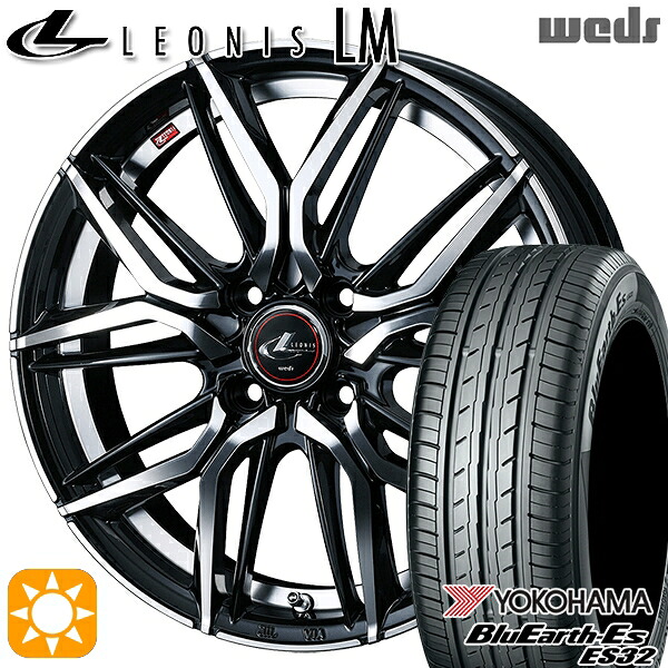 【取付対象】マツダ2 ノート 185/65R15 88S ヨコハマ ブルーアース ES32 Weds レオニス LM PBMC (パールブラック/ミラーカット) 15インチ 5.5J 4H100 サマータイヤホイールセット |トレッド新横浜師岡店