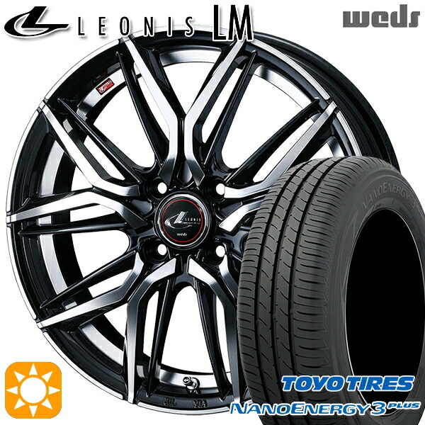 【取付対象】185/70R14 88S トーヨー ナノエナジー3プラス Weds レオニス LM PBMC (パールブラック/ミラーカット) 14インチ 5.5J 4H100 サマータイヤホイールセット