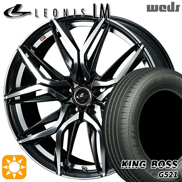 【取付対象】195/65R15 91H キングボス G521 Weds レオニス LM PBMC (パールブラック/ミラーカット) 15インチ 6.0J 5H100 サマータイヤホイールセット |トレッド新横浜師岡店
