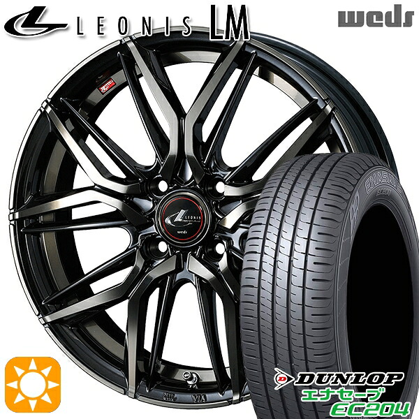 【取付対象】165/60R15 77Q ダンロップ エナセーブ EC204 Weds レオニス LM PBMC/TI (パールブラック ミラーカット/チタントップ) 15インチ 4.5J 4H100 サマータイヤホイールセット