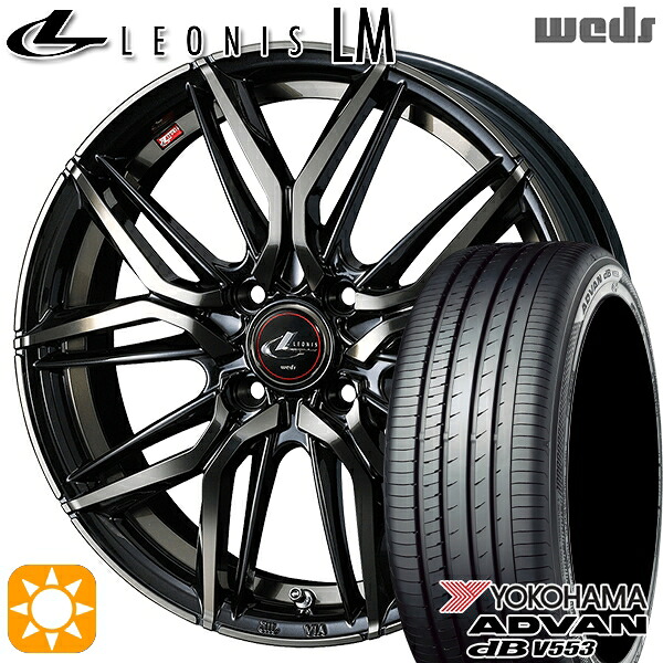 【取付対象】アクア デミオ ノート 195/55R16 87V ヨコハマ アドバンデシベル V553 Weds レオニス LM PBMC/TI (パールブラック ミラーカット/チタントップ) 16インチ 6.0J 4H100 サマータイヤホイールセット |トレッド新横浜師岡店