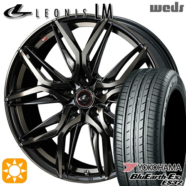 【取付対象】アルファード ヴェルファイア 235/50R18 97W ヨコハマ ブルーアース ES32 Weds レオニス LM PBMC/TI (パールブラック ミラーカット/チタントップ) 18インチ 7.0J 5H114.3 サマータイヤホイールセット ｜トレッド新横浜師岡店