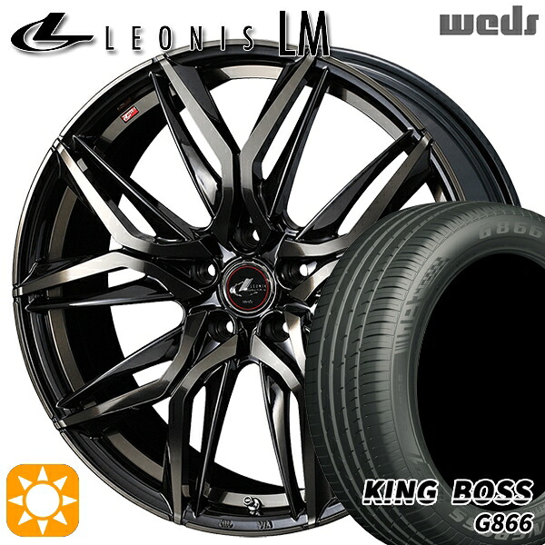 【取付対象】215/50R18 96W XL キングボス G866 Weds レオニス LM PBMC/TI (パールブラック ミラーカット/チタントップ) 18インチ 7.0J 5H114.3 サマータイヤホイールセット |トレッド新横浜師岡店