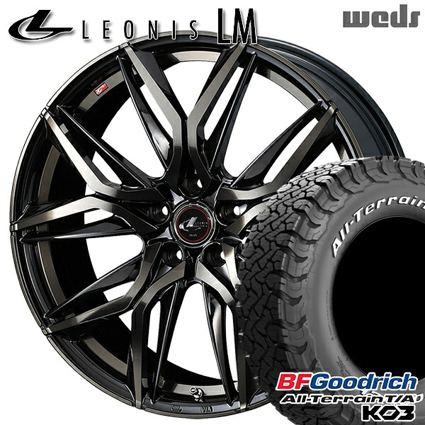 【取付対象】225/70R16 102/99S RWL BFグッドリッチ オールテレーン T/A KO3 Weds レオニス LM PBMC/TI (パールブラック ミラーカット/チタントップ) 16インチ 6.5J 5H114.3 サマータイヤホイールセット |トレッド新横浜師岡店