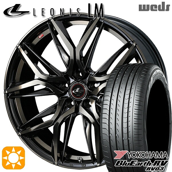 【取付対象】ヤリスクロス 205/65R16 95H ヨコハマ ブルーアース RV03 Weds レオニス LM PBMC/TI (パールブラック ミラーカット/チタントップ) 16インチ 6.5J 5H114.3 サマータイヤホイールセット |トレッド新横浜師岡店