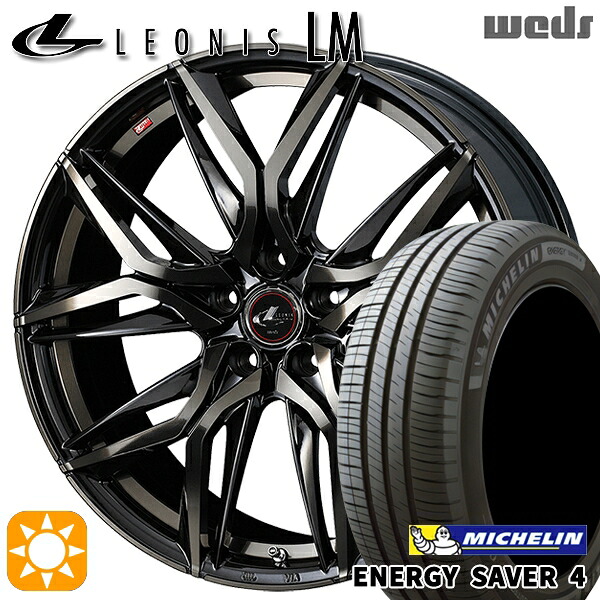 【取付対象】リーフ ノア 205/55R16 94V XL ミシュラン エナジーセイバー4 Weds レオニス LM PBMC/TI (パールブラック ミラーカット/チタントップ) 16インチ 6.5J 5H114.3 サマータイヤホイールセット