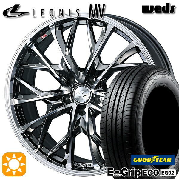 【取付対象】205/55R16 91V グッドイヤー エフィシェントグリップ EG02 Weds レオニス MV BMCMC (ブラックメタルコート ミラーカット) 16インチ 6.5J 5H114.3 サマータイヤホイールセット