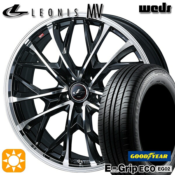 【取付対象】205/55R16 91V グッドイヤー エフィシェントグリップ EG02 Weds レオニス MV PBMC (パールブラック/ミラーカット) 16インチ 6.5J 5H114.3 サマータイヤホイールセット ｜トレッド新横浜師岡店