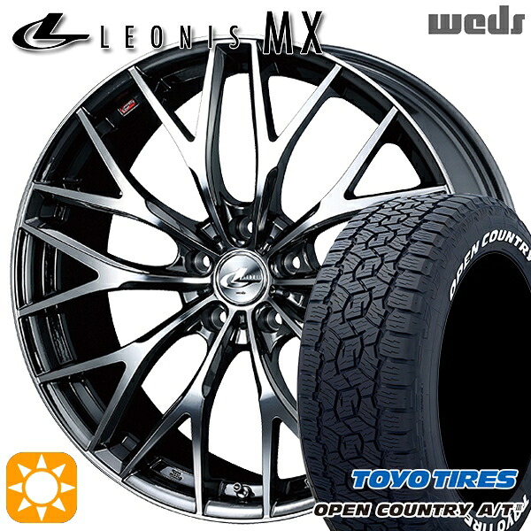 【取付対象】ハリアー エクストレイル 225/65R17 102H トーヨー オープンカントリーA/T3 ホワイトレター Weds レオニス MX BMCMC (ブラックメタルコート ミラーカット) 17インチ 7.0J 5H114.3 サマータイヤホイールセット