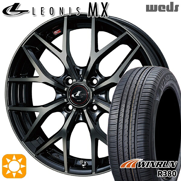 【取付対象】ライズ ロッキー 205/60R16 92H ウィンラン R380 Weds レオニス MX PBMC/TI (パールブラック ミラーカット/チタントップ) 16インチ 6.0J 4H100 サマータイヤホイールセット |トレッド新横浜師岡店