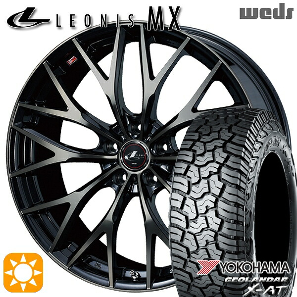 【取付対象】デリカD5 LT215/70R16 100/97Q ヨコハマ ジオランダー X-AT G016 Weds レオニス MX PBMC/TI (パールブラック ミラーカット/チタントップ) 16インチ 6.5J 5H114.3 サマータイヤホイールセット