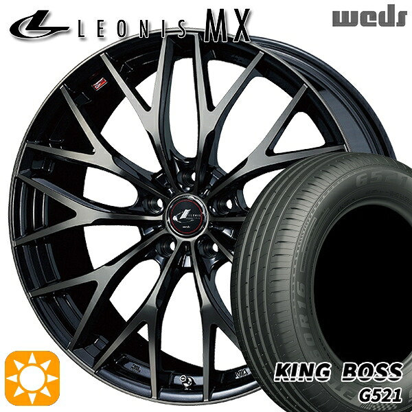 【取付対象】195/60R16 89H キングボス G521 Weds レオニス MX PBMC/TI (パールブラック ミラーカット/チタントップ) 16インチ 6.5J 5H114.3 サマータイヤホイールセット |トレッド新横浜師岡店