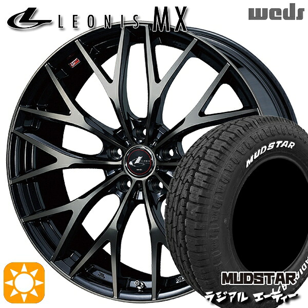 【取付対象】205/60R16 96H マッドスター ラジアル A/T ホワイトレター Weds レオニス MX PBMC/TI (パールブラック ミラーカット/チタントップ) 16インチ 6.5J 5H114.3 サマータイヤホイールセット