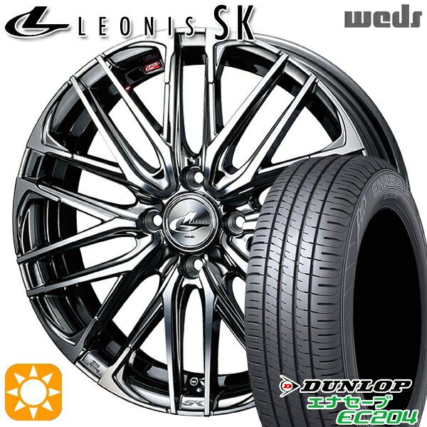【取付対象】アクア ヤリス 195/50R16 88V XL ダンロップ エナセーブ EC204 Weds レオニス SK BMCMC (ブラックメタルコート ミラーカット) 16インチ 6.0J 4H100 サマータイヤホイールセット