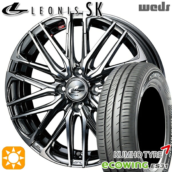 【取付対象】165/65R15 81H クムホ エコウィング ES31 Weds レオニス SK BMCMC (ブラックメタルコート ミラーカット) 15インチ 4.5J 4H100 サマータイヤホイールセット ｜トレッド新横浜師岡店