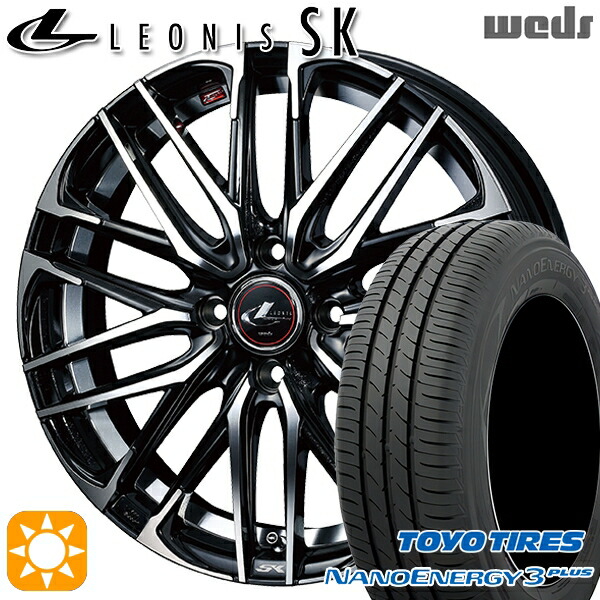 【取付対象】185/70R14 88S トーヨー ナノエナジー3プラス Weds レオニス SK PBMC (パールブラック ミラーカット) 14インチ 5.5J 4H100 サマータイヤホイールセット