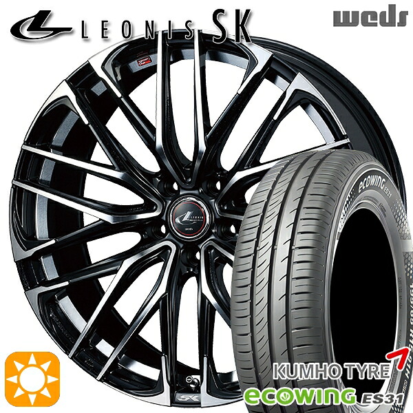 【取付対象】170シエンタ 185/60R15 84H クムホ エコウィング ES31 Weds レオニス SK PBMC (パールブラック ミラーカット) 15インチ 6.0J 5H100 サマータイヤホイールセット