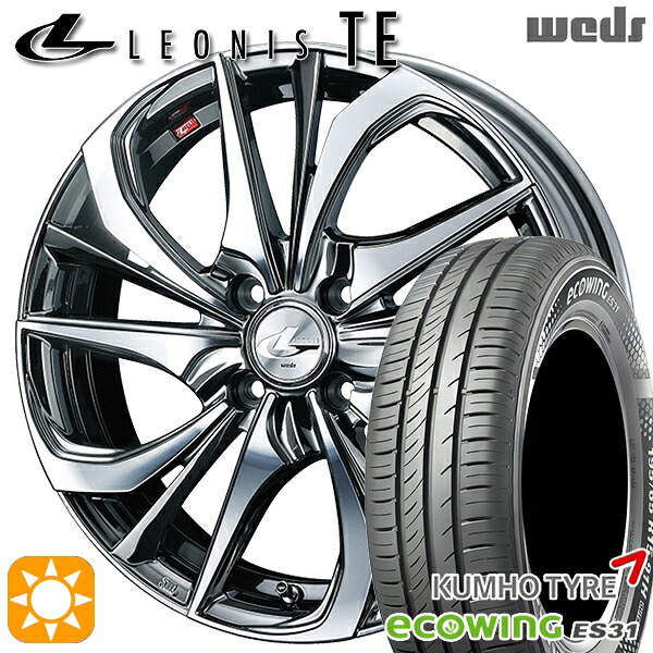 【取付対象】165/65R15 81H クムホ エコウィング ES31 Weds レオニス TE BMCMC (ブラックメタルコート/ミラーカット) 15インチ 4.5J 4H100 サマータイヤホイールセット ｜トレッド新横浜師岡店