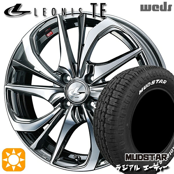 【取付対象】205/60R16 96H マッドスター ラジアル A/T ホワイトレター Weds レオニス TE BMCMC (ブラックメタルコート/ミラーカット) 16インチ 6.0J 4H100 サマータイヤホイールセット