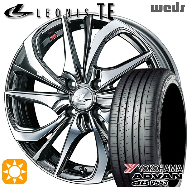 【取付対象】アクア デミオ ノート 195/55R16 87V ヨコハマ アドバンデシベル V553 Weds レオニス TE BMCMC (ブラックメタルコート/ミラーカット) 16インチ 6.0J 4H100 サマータイヤホイールセット
