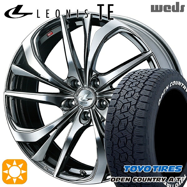 【取付対象】ハリアー エクストレイル 225/65R17 102H トーヨー オープンカントリーA/T3 ホワイトレター Weds レオニス TE BMCMC (ブラックメタルコート/ミラーカット) 17インチ 7.0J 5H114.3 サマータイヤホイールセット