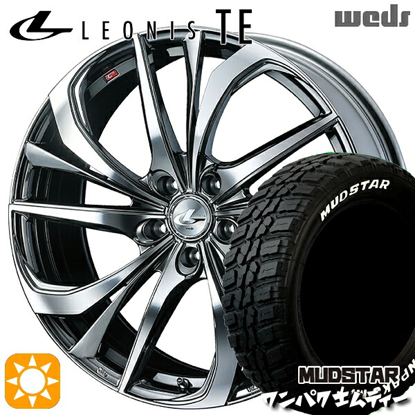【取付対象】ヴェゼル レガシィ 225/60R18 100T WL マッドスター ワンパク M/T ホワイトレター Weds レオニス TE BMCMC (ブラックメタルコート/ミラーカット) 18インチ 8.0J 5H114.3 サマータイヤホイールセット