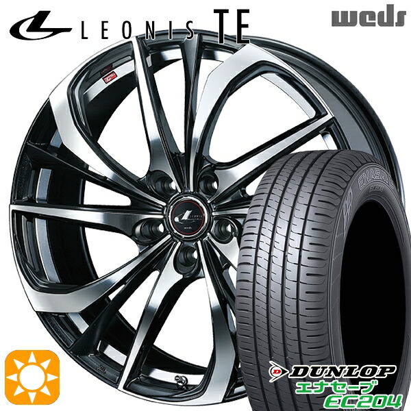 【取付対象】225/45R18 95W XL ダンロップ エナセーブ EC204 Weds レオニス TE PBMC (パールブラック ミラーカット) 18インチ 7.0J 5H114.3 サマータイヤホイールセット