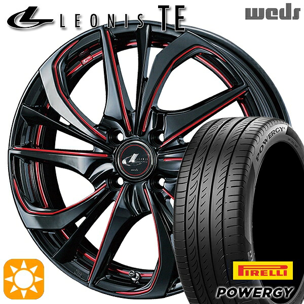 【取付対象】マツダ2 ノート 205/45R17 88W XL ピレリ パワジー Weds レオニス TE BK/SC[RED] (ブラック/SCマシニング[レッド]) 17インチ 6.5J 4H100 サマータイヤホイールセット ｜トレッド新横浜師岡店