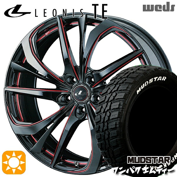 【取付対象】アウトランダー デリカD5 225/55R18 98T WL マッドスター ワンパク M/T ホワイトレター Weds レオニス TE BK/SC[RED] (ブラック/SCマシニング[レッド]) 18インチ 8.0J 5H114.3 サマータイヤホイールセット ｜トレッド新横浜師岡店