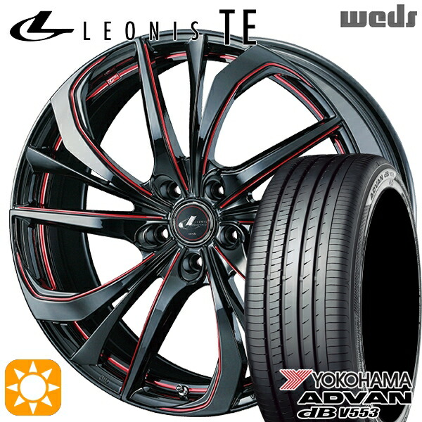 【取付対象】アクセラ アテンザ 215/45R18 93W XL ヨコハマ アドバンデシベル V553 Weds レオニス TE BK/SC[RED] (ブラック/SCマシニング[レッド]) 18インチ 7.0J 5H114.3 サマータイヤホイールセット ｜トレッド新横浜師岡店