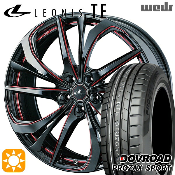 【取付対象】マークX スカイライン 225/45R18 95Y XL DOVROAD プロザックススポーツ Weds レオニス TE BK/SC[RED] (ブラック/SCマシニング[レッド]) 18インチ 8.0J 5H114.3 サマータイヤホイールセット ｜トレッド新横浜師岡店