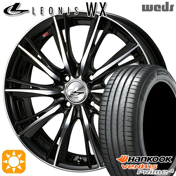 【取付対象】195/65R16 92V ハンコック veNtus PRime4 K135 Weds レオニス WX BKMC (ブラック ミラーカット) 16インチ 6.0J 4H100 サマータイヤホイールセット