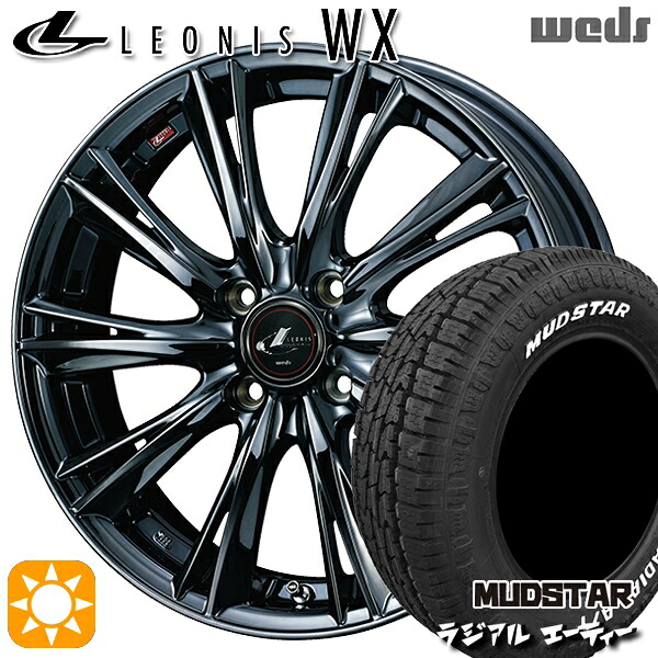 【取付対象】205/60R16 96H マッドスター ラジアル A/T ホワイトレター Weds レオニス WX 16インチ 6.0J 4H100 BMC1(ブラックメタルコート ワン) サマータイヤホイールセット |トレッド新横浜師岡店