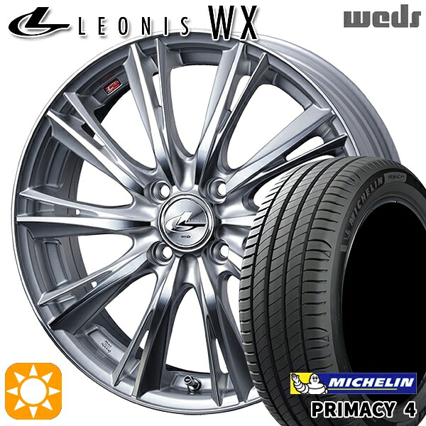 【取付対象】フィット アクア 185/60R15 88H XL ミシュラン プライマシー4 Weds レオニス WX HSMC (ハイパーシルバー ミラーカット) 15インチ 5.5J 4H100 サマータイヤホイールセット