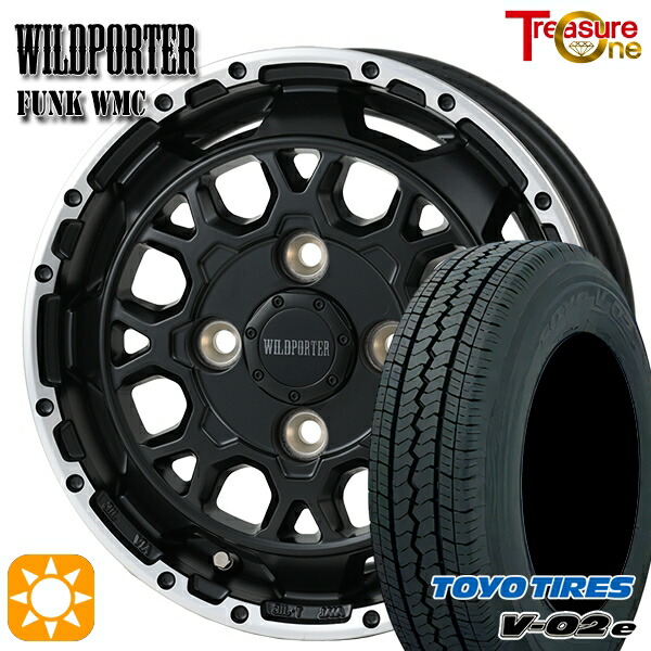 【取付対象】軽トラ 145/80R12 80/78N トーヨー V02E V-02E トレジャーワン ワイルドポーター ファンク WMC MB/RP 12インチ 4.0J 4H100 サマータイヤホイールセット