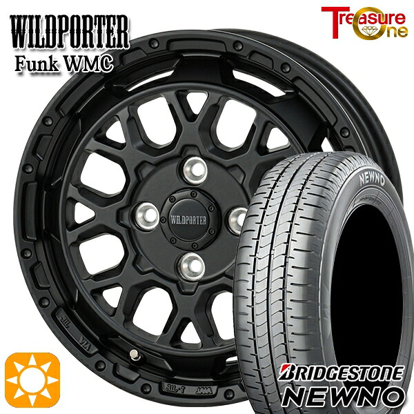 【取付対象】エブリィワゴン 165/60R14 75H ブリヂストン ニューノ トレジャーワン ワイルドポーター ファンク WMC MBK 14インチ 4.5J 4H100 サマータイヤホイールセット
