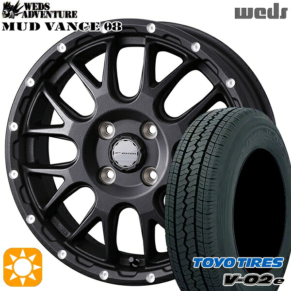【取付対象】軽トラ 145/80R12 80/78N トーヨー V02E V-02E Weds マッドヴァンス08 フリントブラック 12インチ 4.0J 4H100 サマータイヤホイールセット